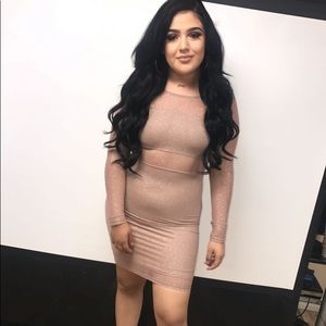 glitter long sleeve mesh dress